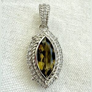 Judith Ripka Citrine CZ Marquise Sterling Silver Enhancer Pendant